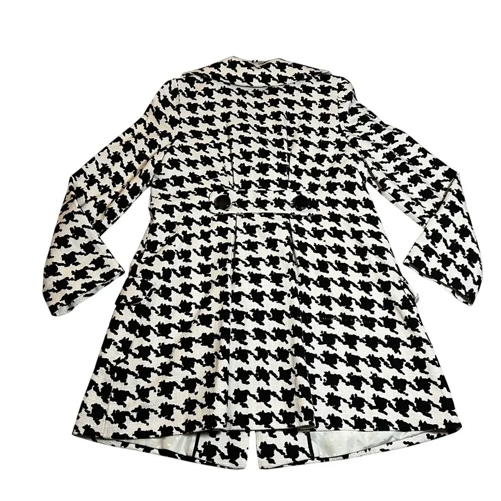 Kate Spade Houndstooth A-Line Button Up Coat Size S Holidays Preppy Classic - Picture 2 of 16